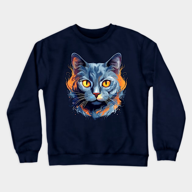 Russian Blue Cat Crewneck Sweatshirt by rmcbuckeye